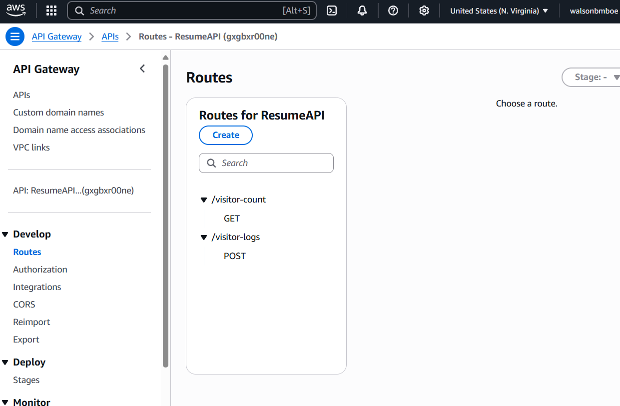API GW Routes Screenshoot